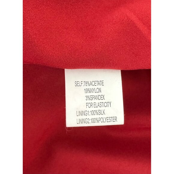 Kay Unger satin cocktail silk blend retro dress red ruched sheath sz 8 - Picture 8 of 9